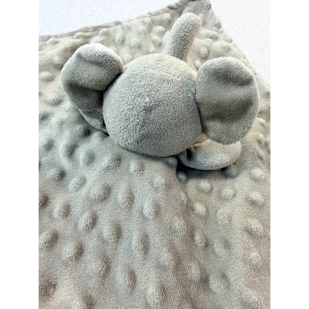 Elegant Baby Grey Elephant Minky Dot Security Blanket Plush Lovey 12x12